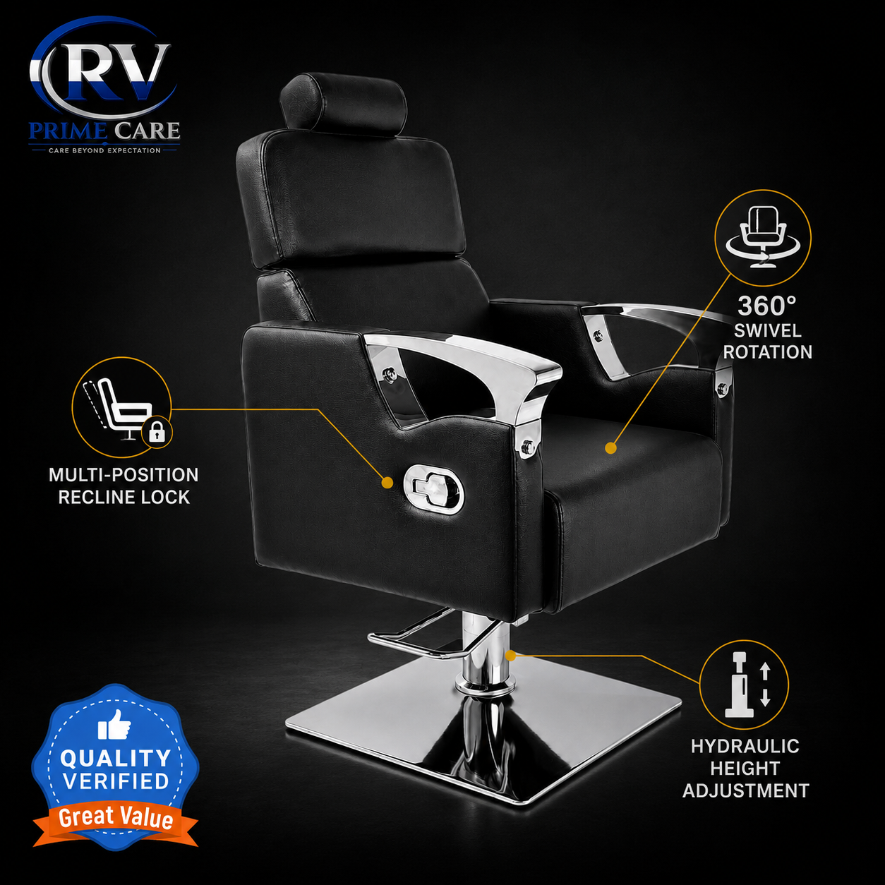 RV Prime Care hydraulic salon styling chair